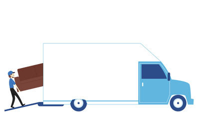 Sticker - Man Moving Business Van Illustration