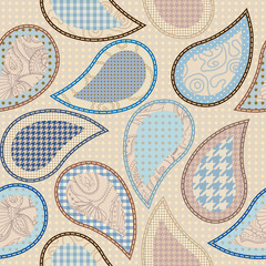  Seamless background pattern. Beige patchwork pattern. Vector image