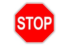 Digitally Generated "Stop" Sign On The White Background.