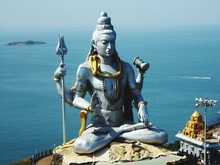 Shiva Statue By Sea At Murudeshwara