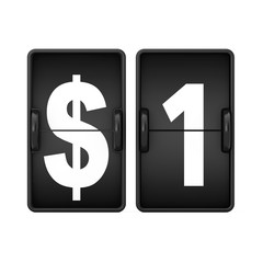 Aufkleber - $ 1 Sign as Flip Countdown Mechanical Airport Board. 3d Rendering