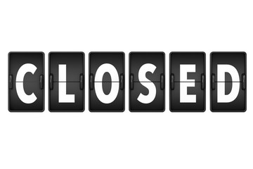 Aufkleber - Closed Sign as Flip Countdown Mechanical Airport Board. 3d Rendering
