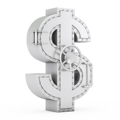 Poster - Bank Safe Vault Door in Shape of Dollar Symbol. 3d Rendering