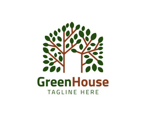 Wall Mural - Home tree logo icon, green house logo design t