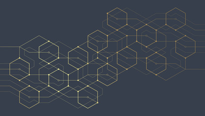 Wall Mural - abstract geometric lines. connection and social network. concept with lines and dots. minimalistic d