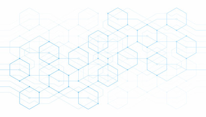 Wall Mural - abstract lines and dots connect on white background. technology connection digital data and big data