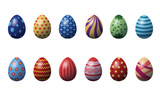 Fototapeta Dinusie - Realistic vector color Easter eggs set with different patterns.