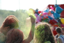 People Celebrating Holi Traditional Festival Of Colors