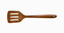 High Angle View, Spatula Wooden On White Background.