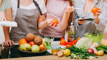 Culinary Master Class. Healthy Food Recipe. Women Cooking With Organic Ingredients.