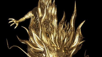 Wall Mural - gold chinese dragon movement animation with 3d rendering include alpha png format.