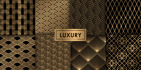 Luxury geometric seamless pattern set, Decorative wallpaper.