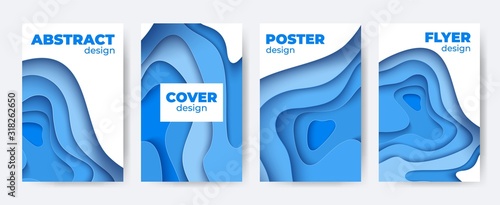 Fotomural Paper cut abstract poster set