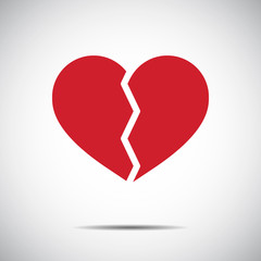 Wall Mural - Heart Red Icon Vector , Heartbroken , Love Symbol