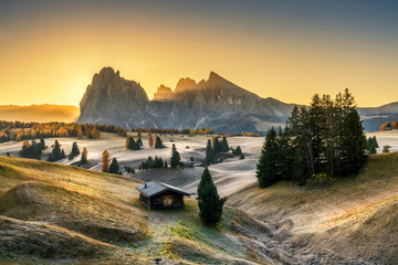 Wall Mural - alpe di siusi valley in italian dolomites