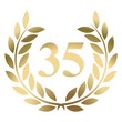 Thirty fifth birthday gold laurel wreath vector isolated on a white background 