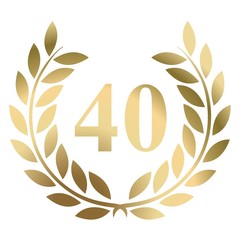 Wall Mural - fortieth birthday gold laurel wreath vector isolated on a white background