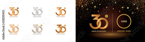 Fotografía Set of 30th Anniversary logotype design, Thirty years anniversary celebration