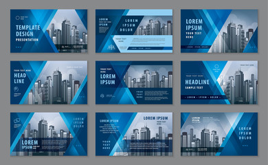 Wall Mural - abstract presentation templates, abstract geometric blue triangle background vector