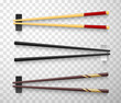 Chopsticks for sushi colorful realistic 3d illustration set