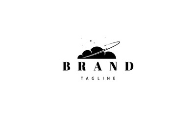 Wall Mural - vector logo on which the abstract image of the cloud over which the plane flies.