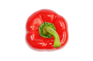 Red sweet paprika pepper top view isolated on white for design packaging