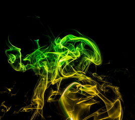 Colored smoke on black background