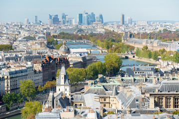 Sticker - Skyline of Paris city towards La Defense district, France