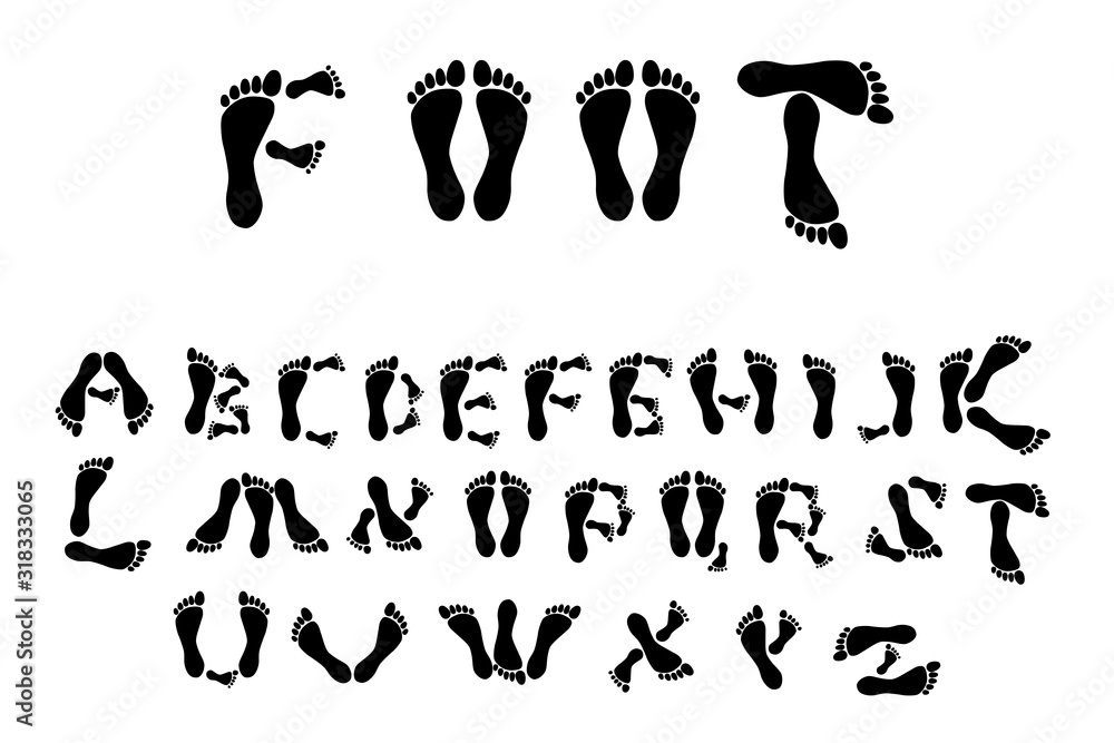 footprint font alphabet isolated white background vector Stock Vector ...