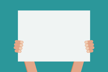 hands holding blank paper board stock vector