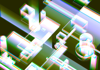 3D Visualization of data and glitch technology background. Abstract technology innovation future digital background. 3d rendering.