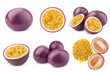 passionfruit isolated on white background, full depth of field