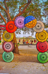 Wall Mural - The gate of paper umbrellas, Bagan, Myanmar