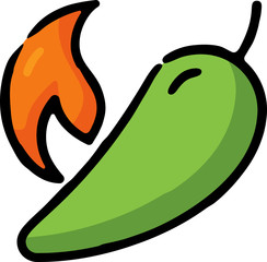 Sticker - Flaming Hot Pepper Doodle Sketch Icon