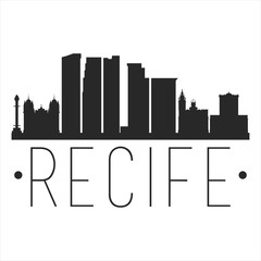 Recife Brazil City. Banner Design. City Skyline. Silhouette Vector. Famous Monuments.