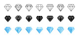 Fototapeta  - Abstract diamond collection icons. Vector logo design diamonds color. Cristal Shine Effect. Diamond Shapes gemstone