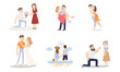 Happy couples in love in everyday life vector illustration
