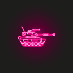 tank neon style icon. Simple thin line, outline vector of army icons for ui and ux, website or mobile application