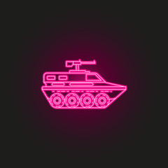 tank neon style icon. Simple thin line, outline vector of army icons for ui and ux, website or mobile application