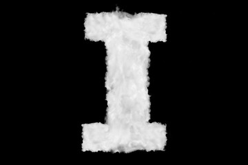 Wall Mural - Letter I font shape element made of clouds on black background ready for mask or blending modes