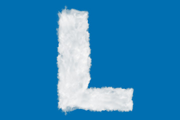 Wall Mural - Letter L font shape element made of clouds on blue background over sky