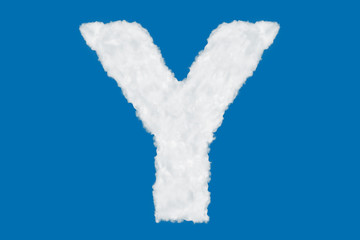 Wall Mural - Letter Y font shape element made of clouds on blue background over sky