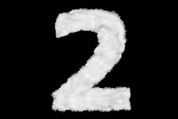 Wall Mural - Number 2 font shape element made of clouds on black background ready for mask or blending modes