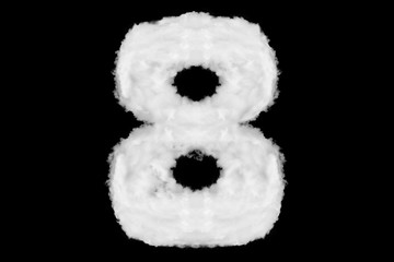 Wall Mural - Number 8 font shape element made of clouds on black background ready for mask or blending modes