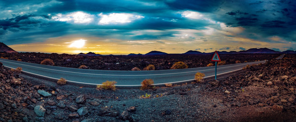 Wall Mural - image related to unexplored road journeys and adventures.road through the scenic landscape to the de