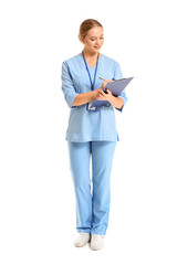 Poster - Portrait of medical assistant on white background