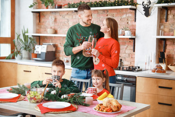 Poster - Happy family having Christmas dinner at home