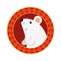 Wall Mural - cute rodent rat with frame circular chinese vector illustration design