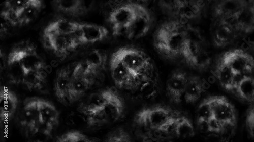Fotografía Dark faces of corpses the screaming