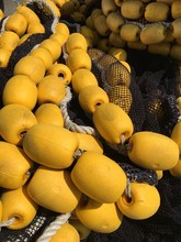High Angle View Of Yellow Buoys Outdoors